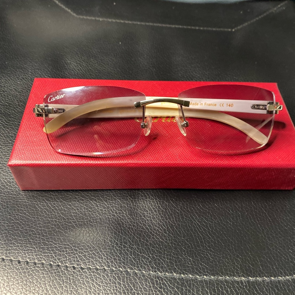 cartier white buff glasses